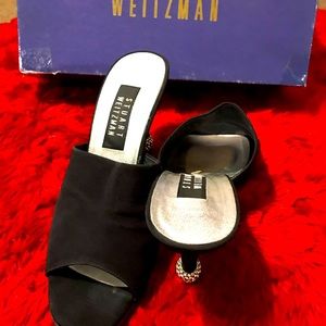 Stuart Weitzman Black jeweled heel Shoes, size 8